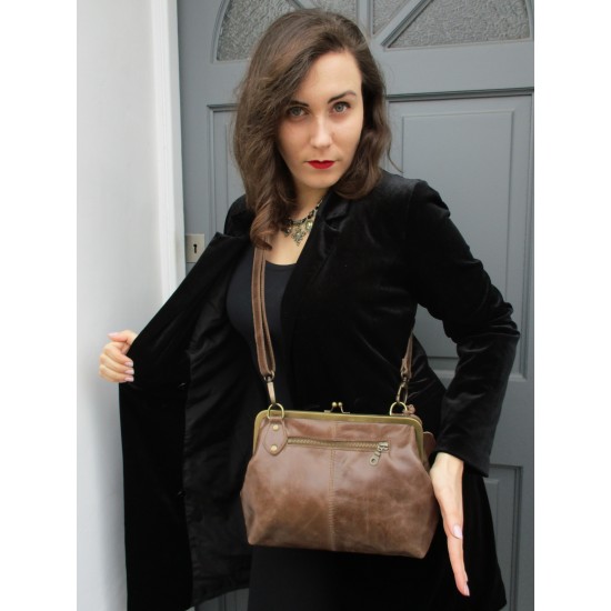 Layla Zipped Clip Lock Handbag Brown
